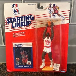 Starting Lineup collectible with trading card - Michael Jordan 1988 edition.